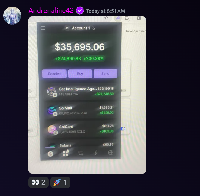 Member Andrenaline42 showing $35,695 portfolio with +230% gains